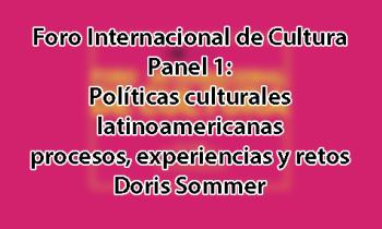 FORO INTERNACIONAL DE CULTURA 2017 – Panel1: Políticas culturales latinomaericanas, procesos, experiencias y retos. Doris Sommer