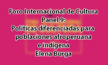 Foro Internacional de Cultura 2017 - Panel 9: Políticas diferenciadas para poblaciones afroperuana e indígena. Elena Burga