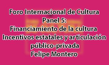 Foro Internacional de Cultura 2017 - Panel 5: Financiamiento de la cultura. Incentivos estatales y articulación público-privada. Felipe Montero