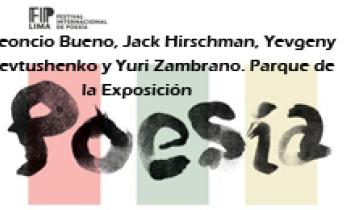 FIP 2016. PARQUE DE LA EXPOSICIÓN. Inauguración. Leoncio Bueno, Jack Hirschman, Yevgeny Yevtushenko y Yuri Zambrano