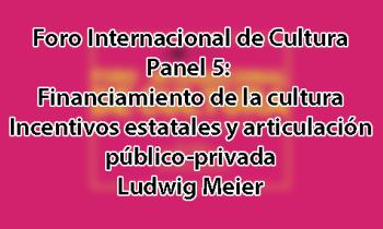 Foro Internacional de Cultura 2017 - Panel 5: Financiamiento de la cultura. Incentivos estatales y articulación público-privada. Ludwig Meier
