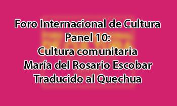 Foro Internacional de Cultura 2017 - Panel 10: Cultura comunitaria. María del Rosario Escobar - Quechua