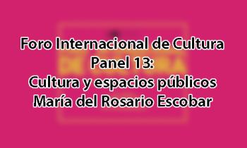 Foro Internacional de Cultura 2017 - Panel 13: Cultura y espacios públicos. María del Rosario Escobar