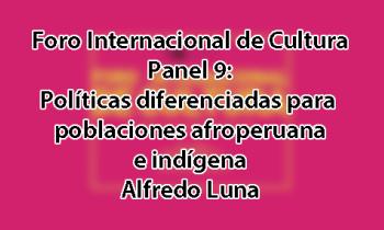 Foro Internacional de Cultura 2017 - Panel 9: Políticas diferenciadas para poblaciones afroperuana e indígena. Alfredo Luna