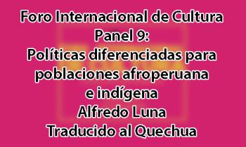 FORO INTERNACIONAL DE CULTURA 2017 – PANEL 9: POLÍTICAS DIFERENCIADAS PARA POBLACIONES AFROPERUANA E INDÍGENA. ALFREDO LUNA - Quechua