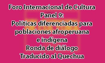 FORO INTERNACIONAL DE CULTURA 2017 – PANEL 9: POLÍTICAS DIFERENCIADAS PARA POBLACIONES AFROPERUANA E INDÍGENA. Ronda de diálogo - Quechua