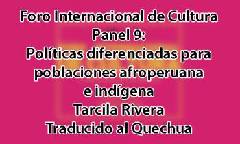 FORO INTERNACIONAL DE CULTURA 2017 – PANEL 9: POLÍTICAS DIFERENCIADAS PARA POBLACIONES AFROPERUANA E INDÍGENA. Tarcila Rivera - Quechua