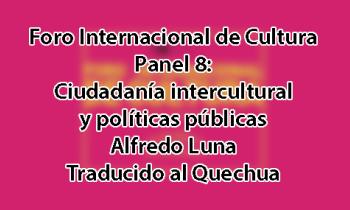 Foro Internacional de Cultura 2017 - Panel 8: Políticas culturales latinoamericanas. Procesos, expericiencias y retos. Alfredo Luna - Quechua