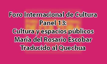 Foro Internacional de Cultura 2017 - Panel 13: Cultura y espacios públicos. María del Rosario Escobar - Quechua